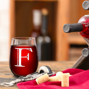 Monogram Initial Letter F 17oz Stemless Wine Glass