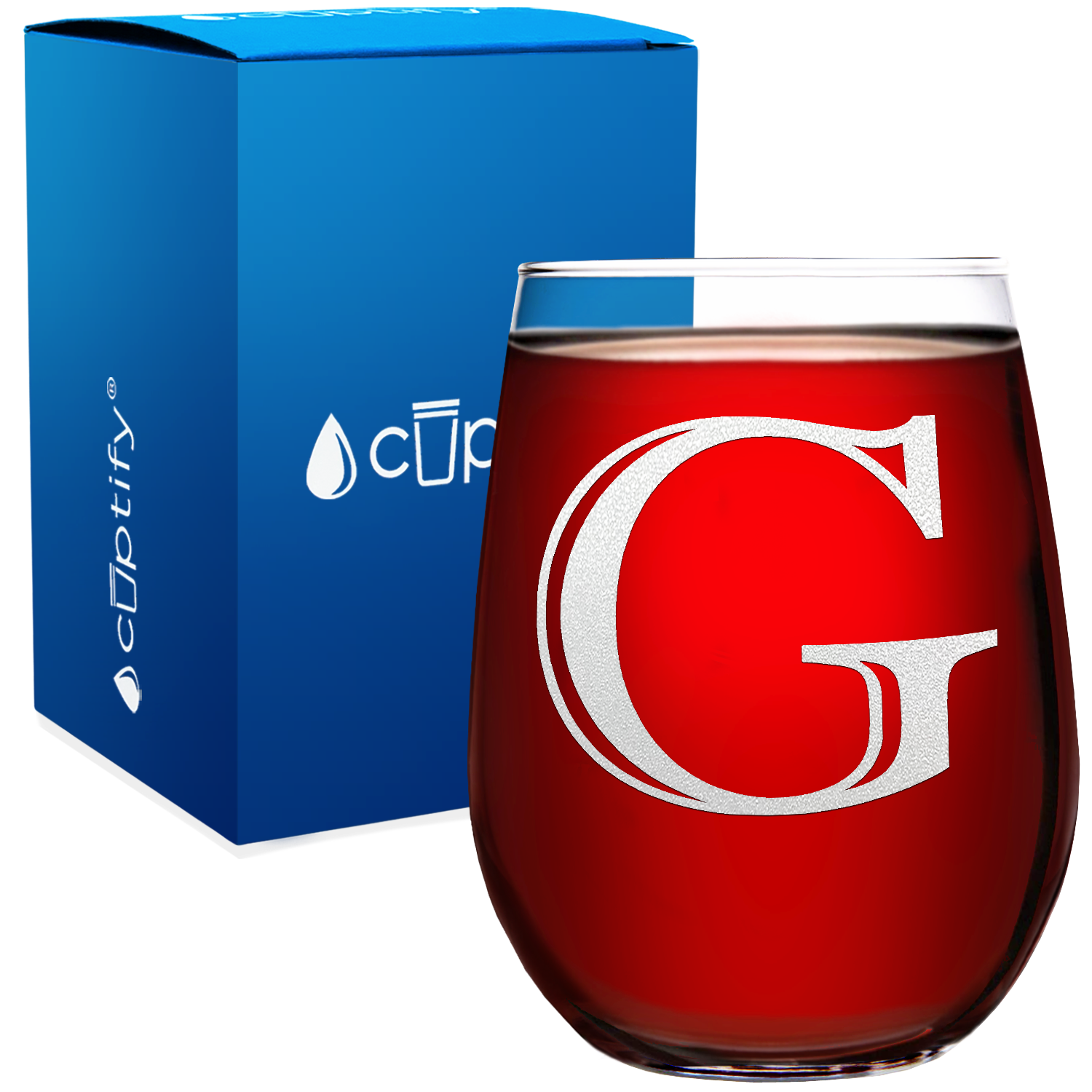 Monogram Initial Letter G 17oz Stemless Wine Glass