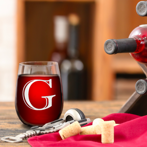 Monogram Initial Letter G 17oz Stemless Wine Glass
