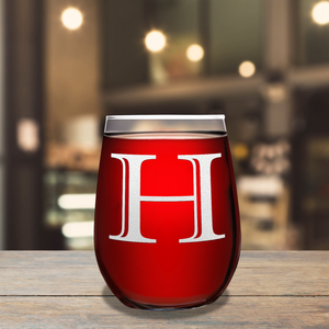 Monogram Initial Letter H 17oz Stemless Wine Glass