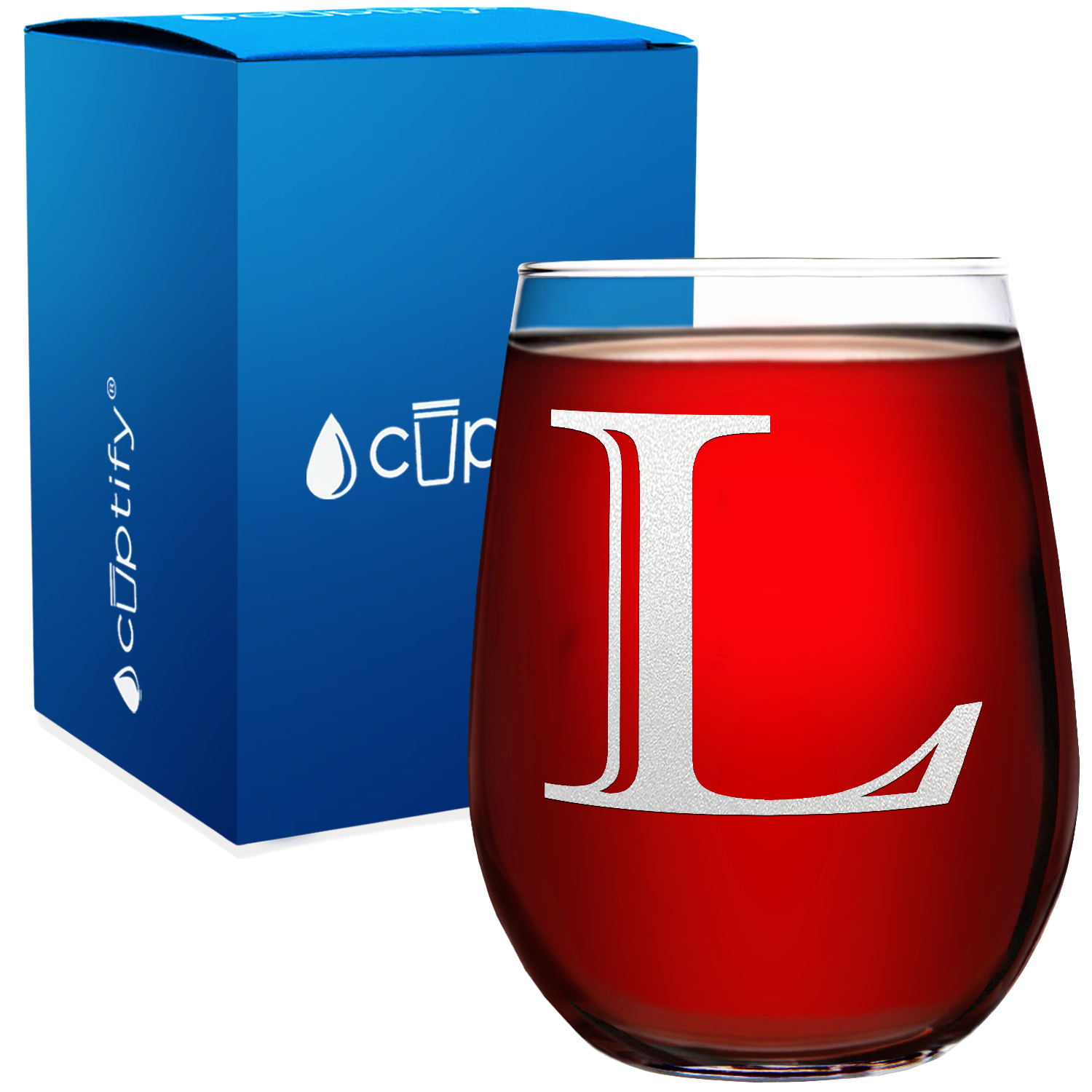 Monogram Initial Letter L 17oz Stemless Wine Glass
