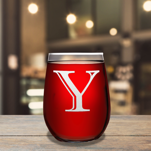 Monogram Initial Letter Y 17oz Stemless Wine Glass