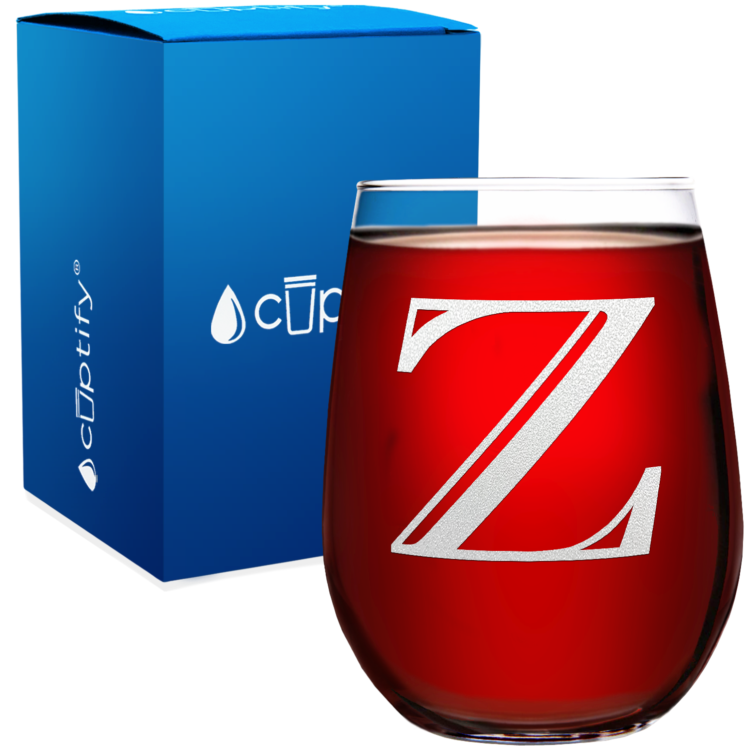 Monogram Initial Letter Z 17oz Stemless Wine Glass