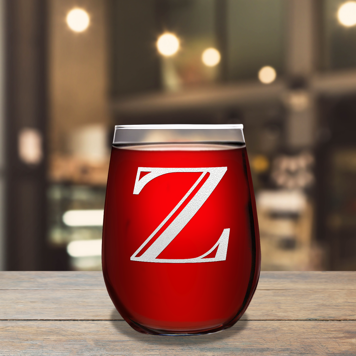 Monogram Initial Letter Z 17oz Stemless Wine Glass