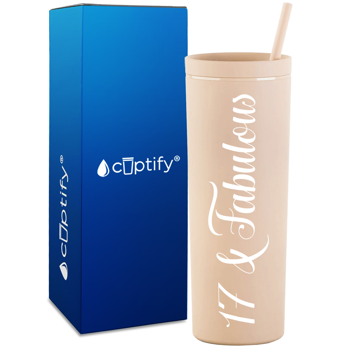17 and Fabulous on 18oz Acrylic Skinny Tumbler