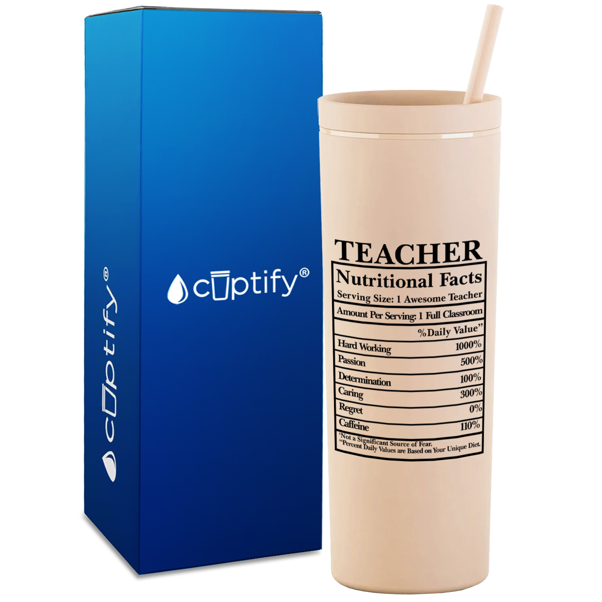 Teacher Nutritional Facts on 18oz Acrylic Teacher Tumbler