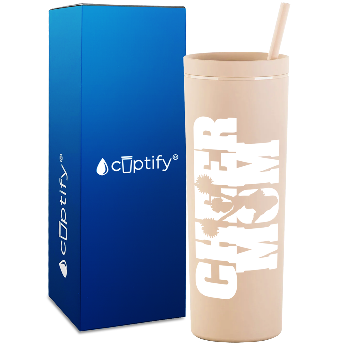 Cheer Mom with Cheerleader on 18oz Acrylic Skinny Tumbler