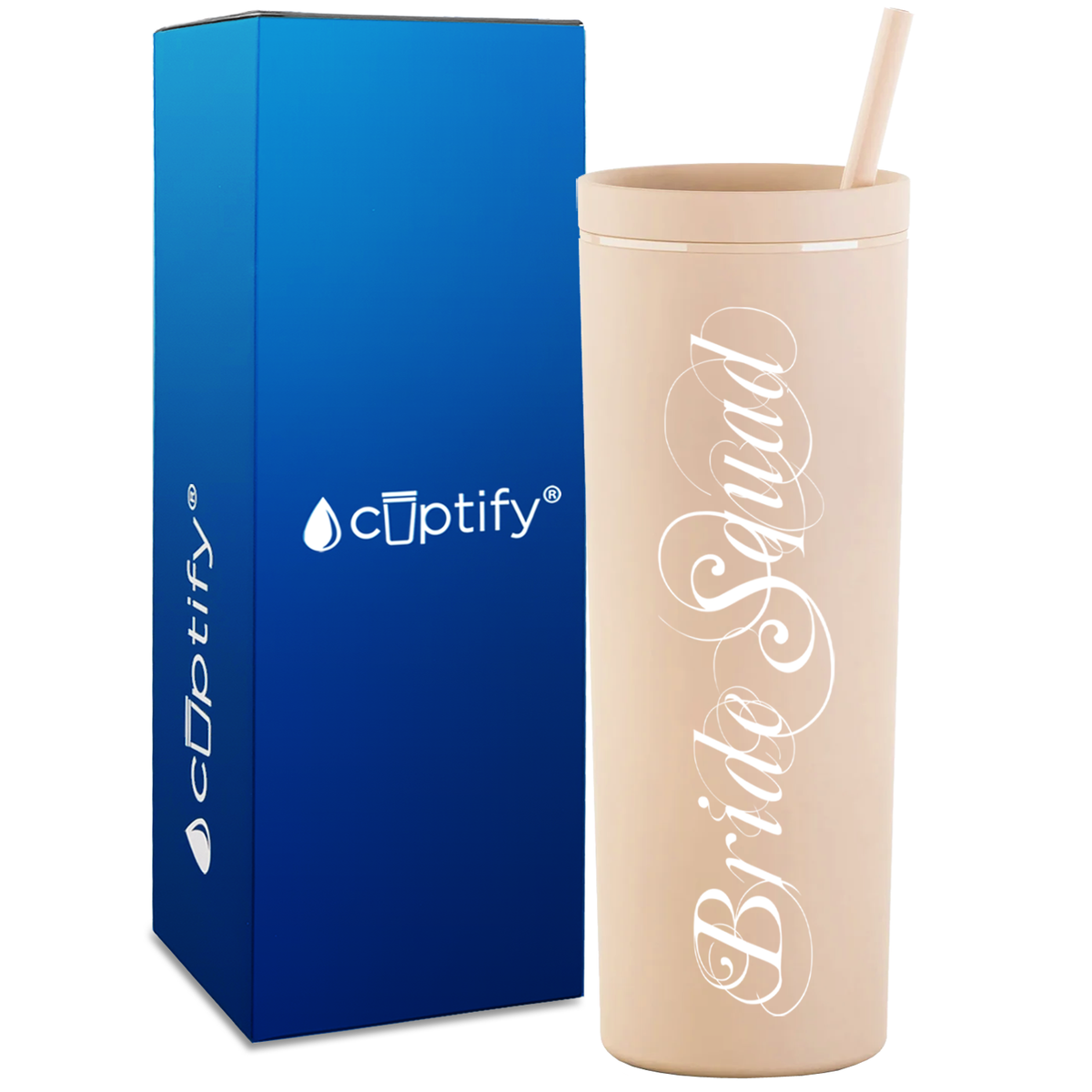 Fancy Bride Squad on 18oz Acrylic Skinny Tumbler