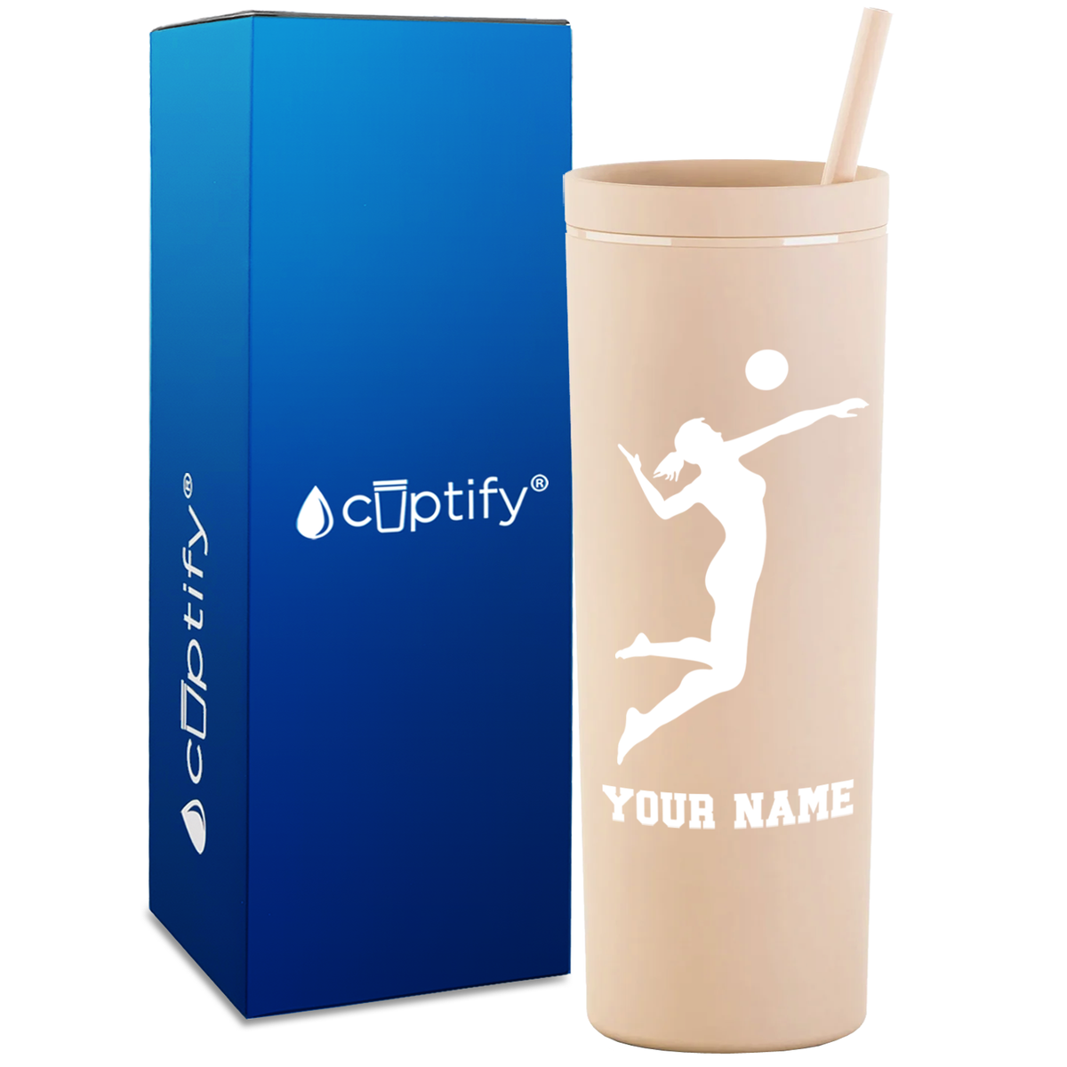 Personalized Volleyball Player on 18oz Acrylic Skinny Tumbler