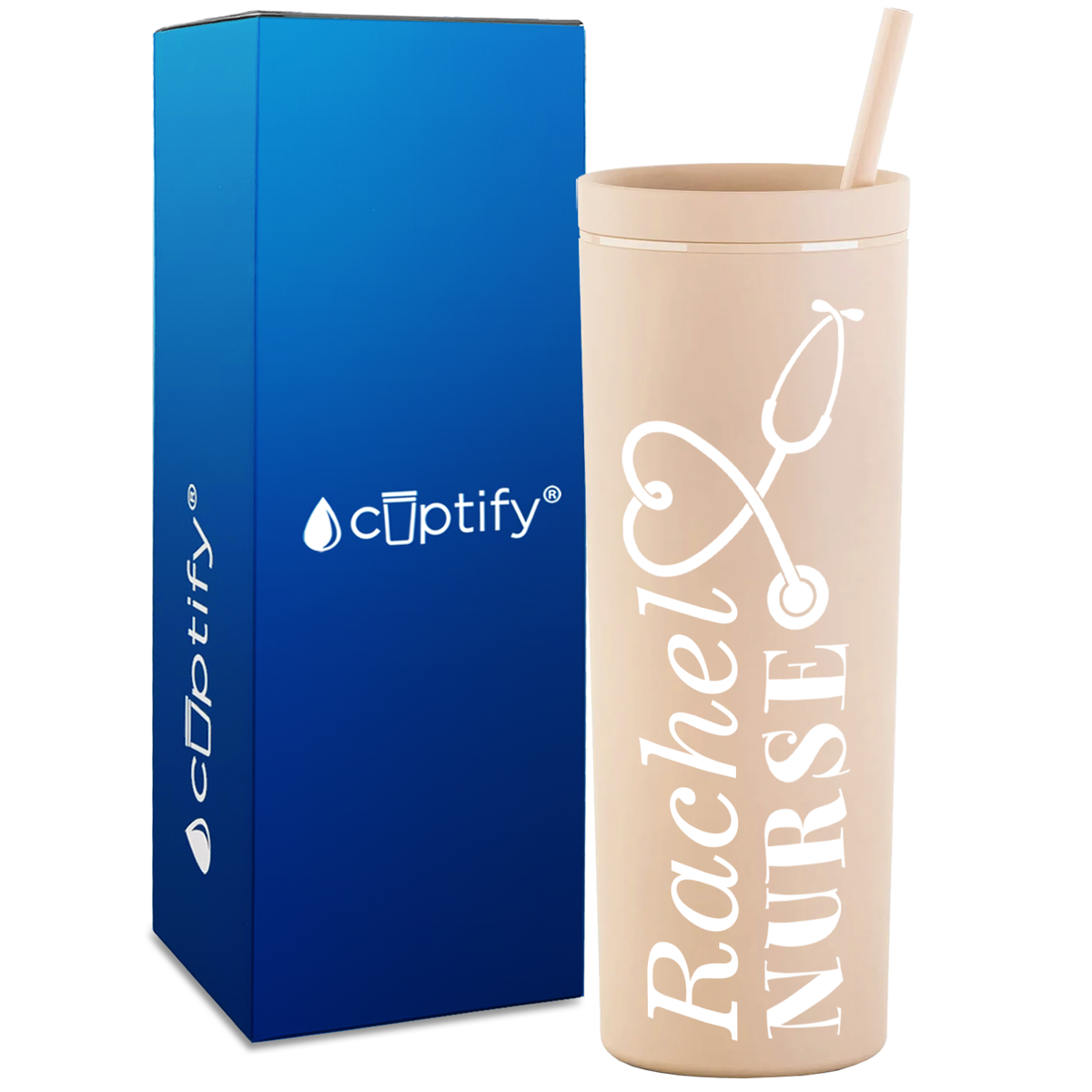 Personalized Nurse on 18oz Acrylic Skinny Tumbler
