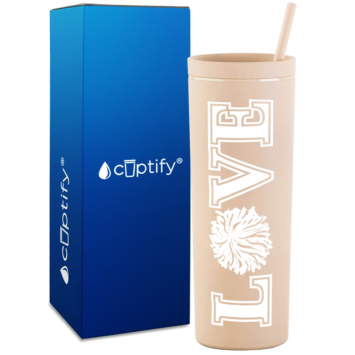 Love Cheer on 18oz Acrylic Skinny Tumbler