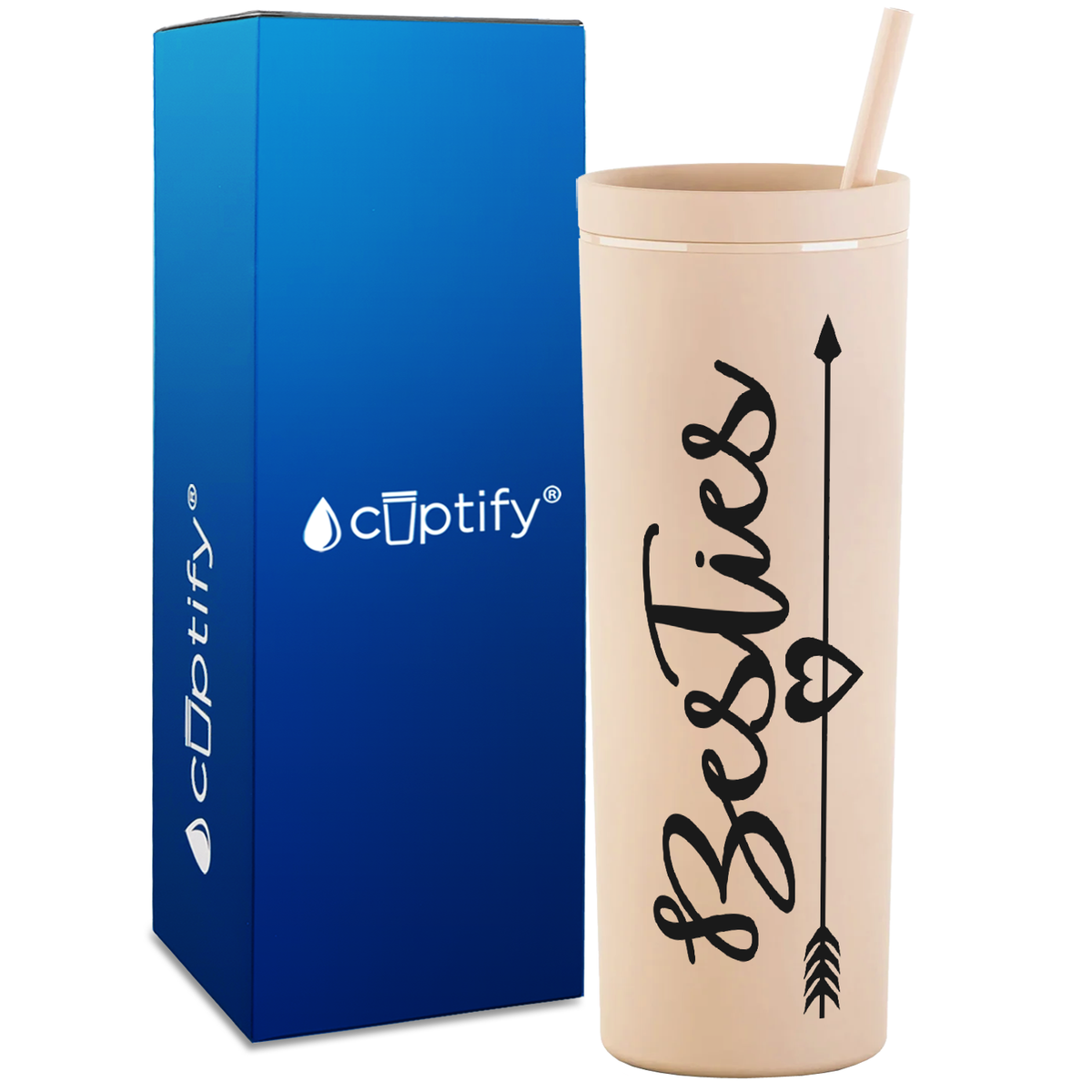 Best Friend Besties on 18oz Acrylic Skinny Tumbler