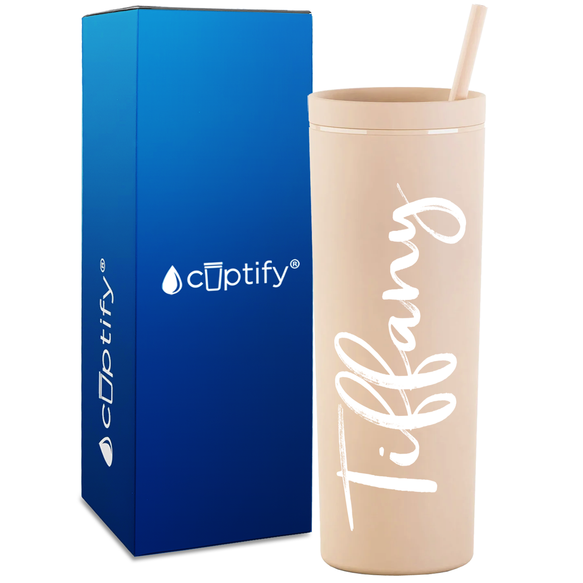 Personalized Tiffany Style on 18oz Acrylic Skinny Tumbler