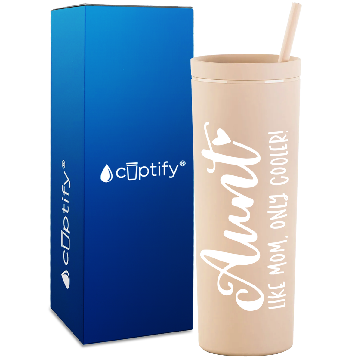 Aunt Like Mom Only Cooler on 18oz Acrylic Skinny Tumbler