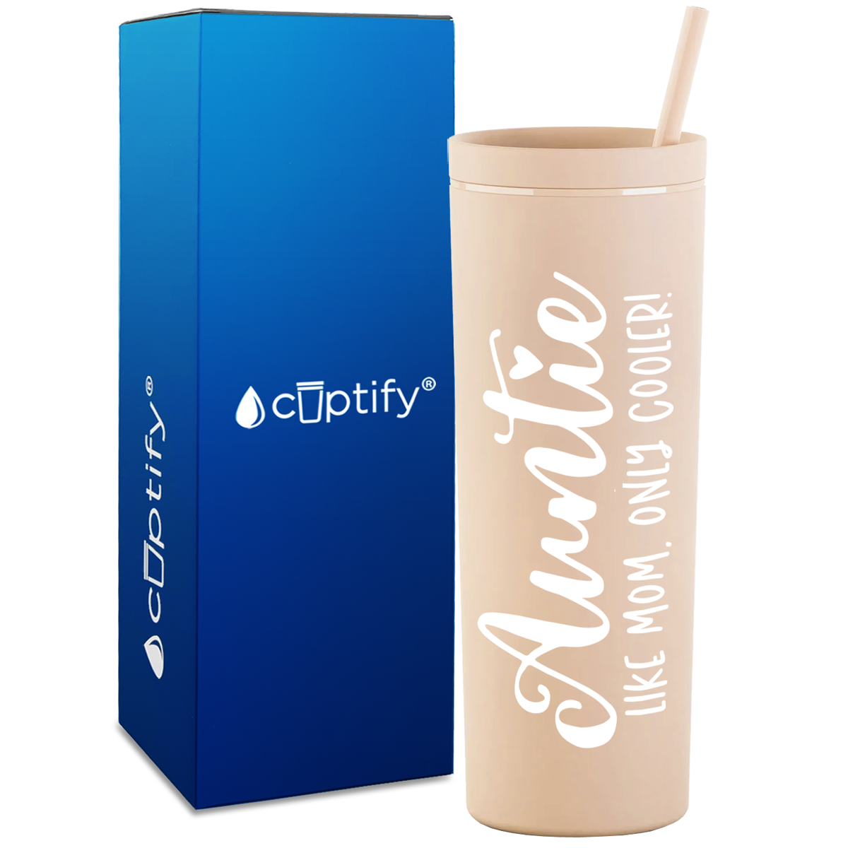 Auntie Like Mom Only Cooler on 18oz Acrylic Skinny Tumbler