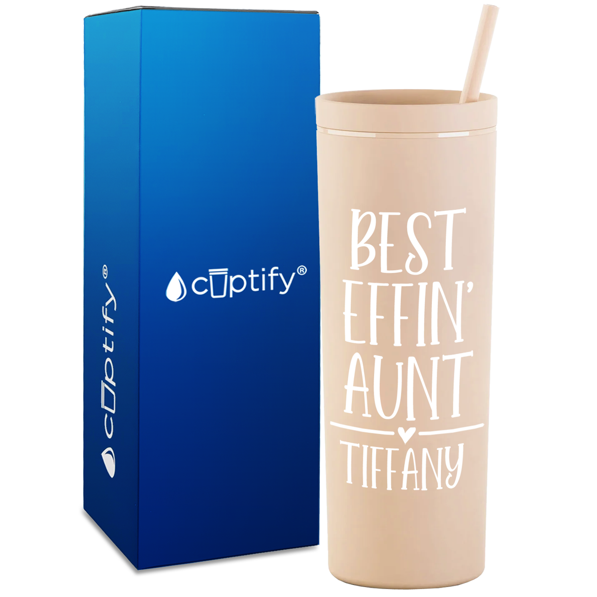 Personalized Best Effin' Aunt on 18oz Acrylic Skinny Tumbler
