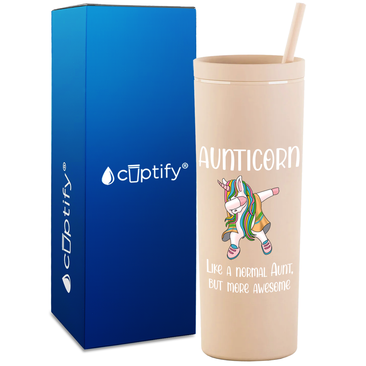 Aunticorn on 18oz Acrylic Skinny Tumbler