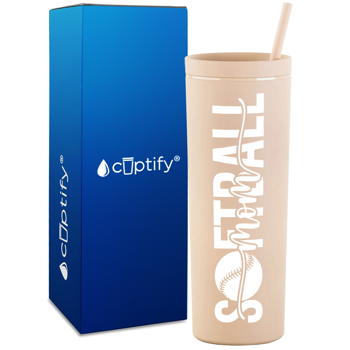 Softball Mom Swish on 18oz Acrylic Skinny Tumbler