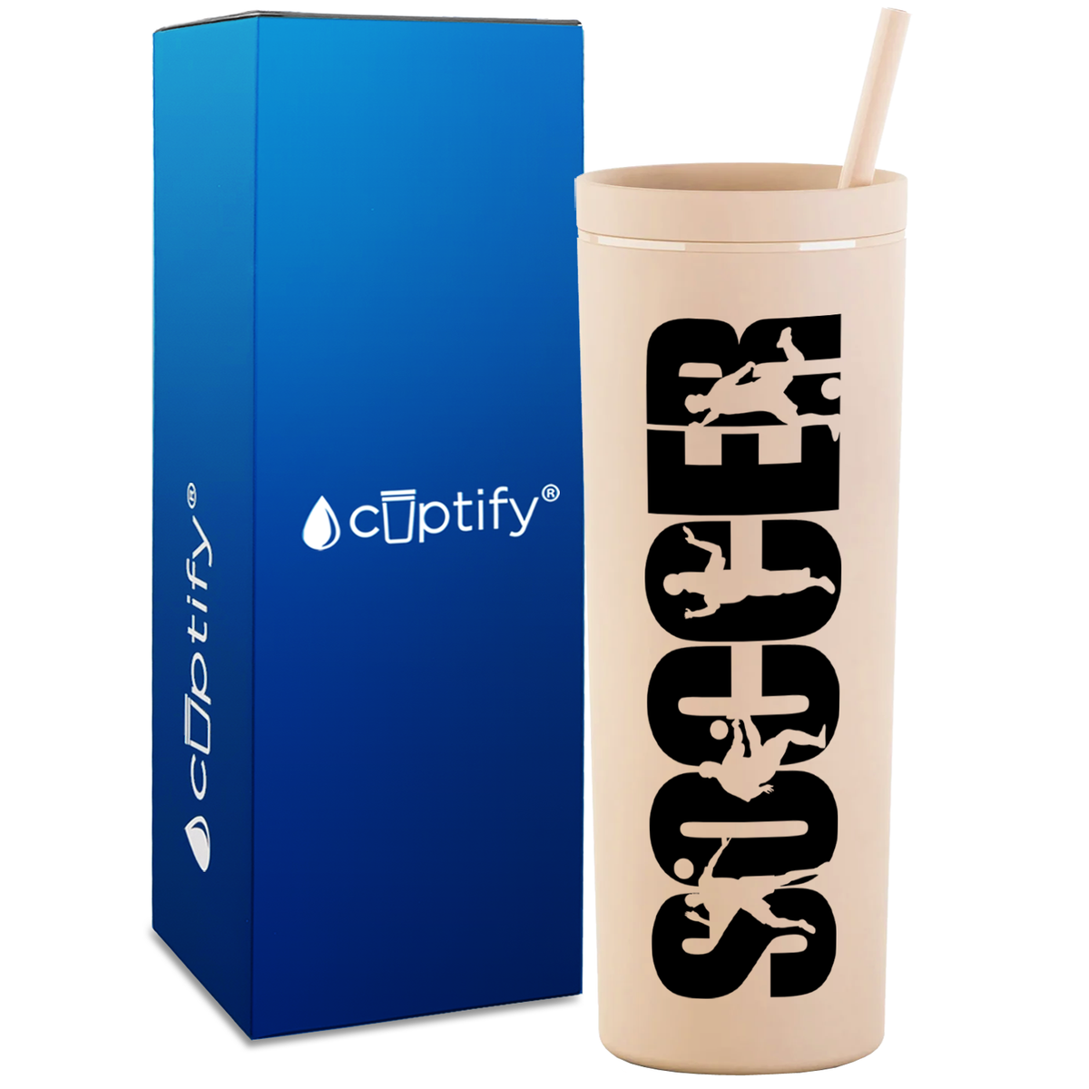 Soccer Players on 18oz Acrylic Skinny Tumbler