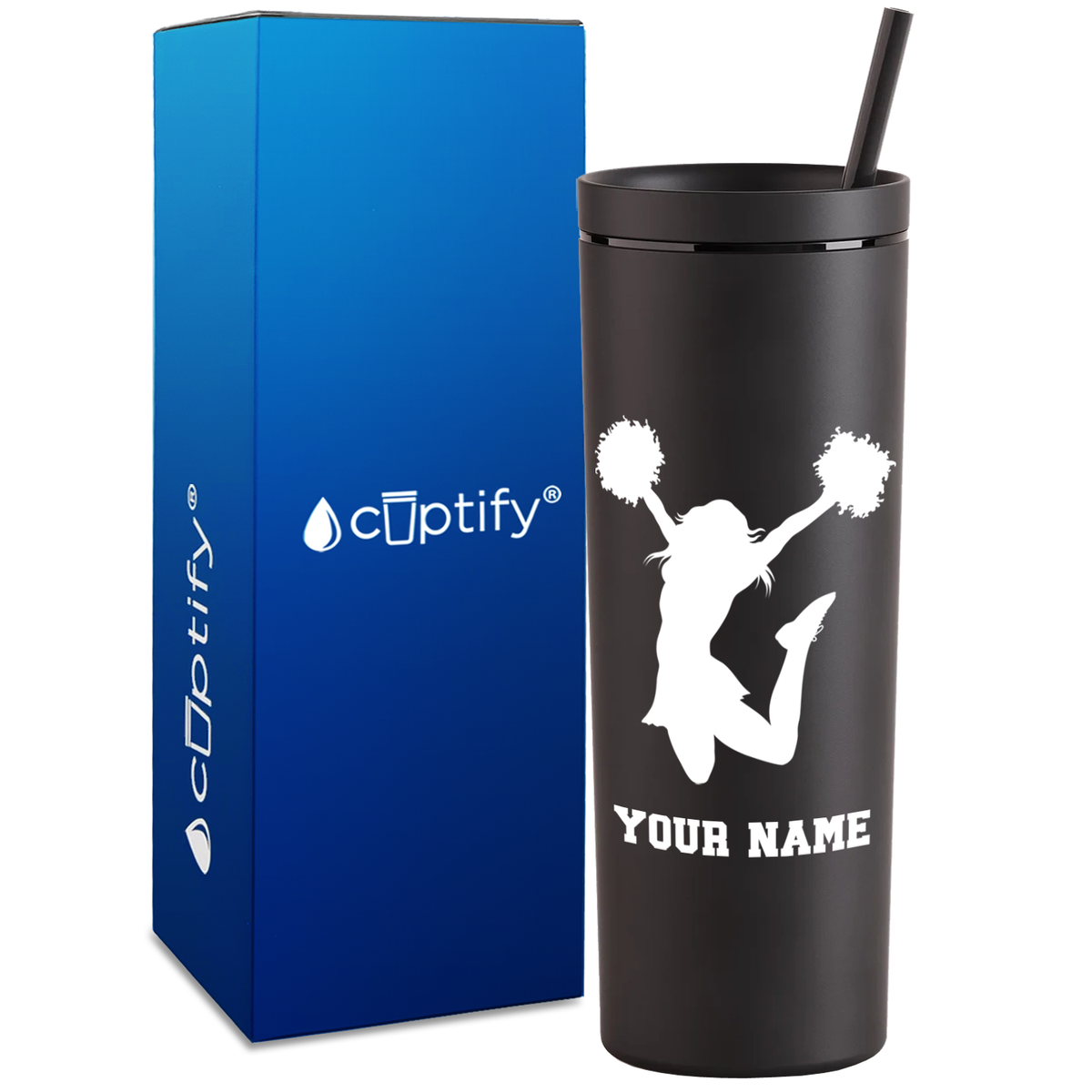 Personalized Cheerleader on 18oz Acrylic Skinny Tumbler