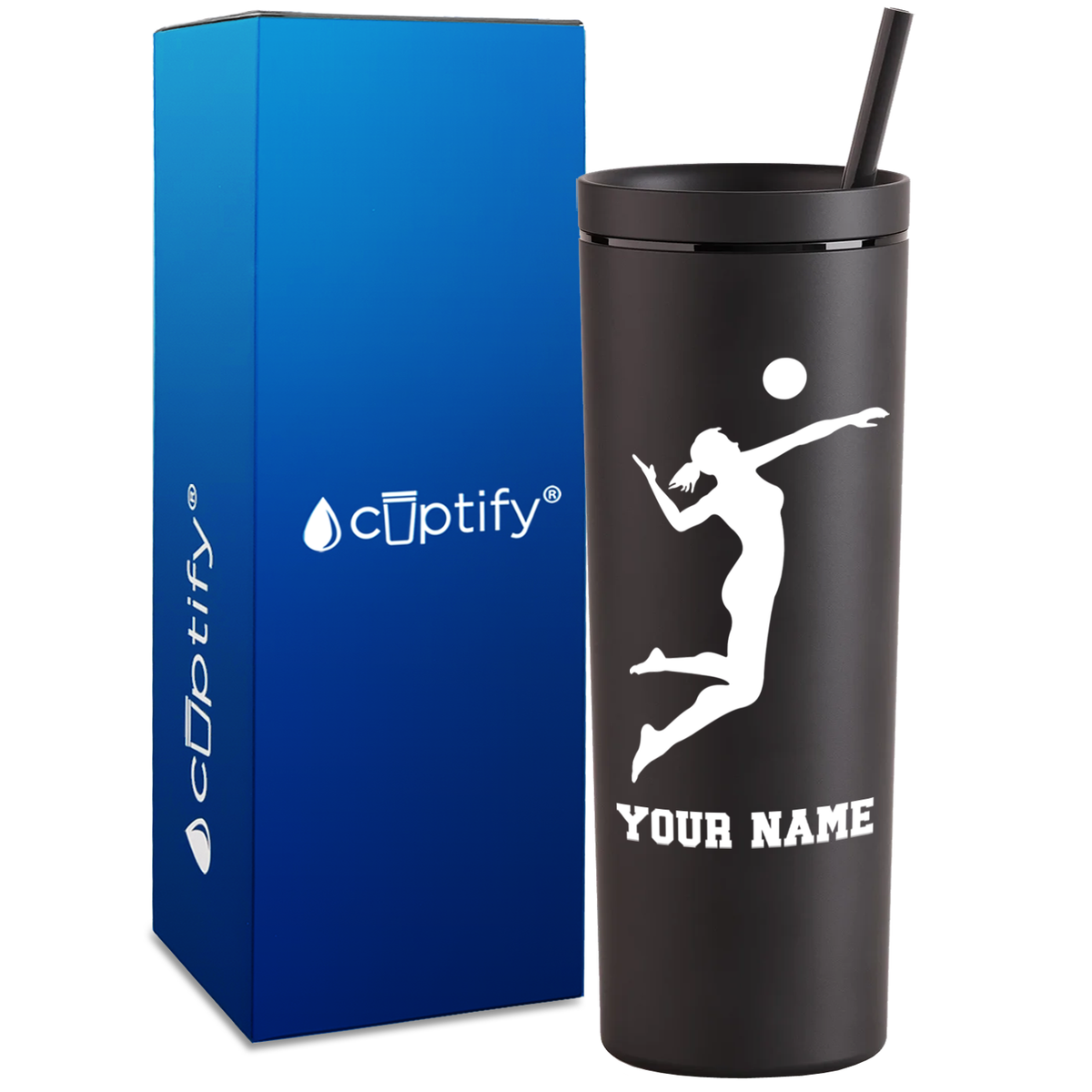 Personalized Volleyball Player on 18oz Acrylic Skinny Tumbler