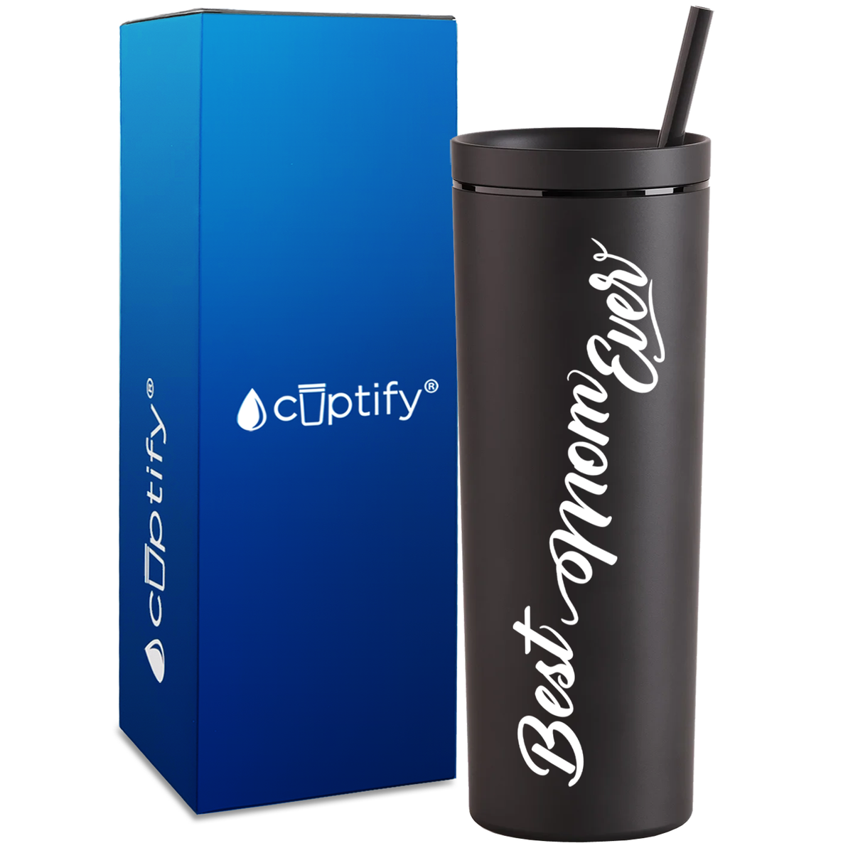 Best Mom Ever on 18oz Acrylic Skinny Tumbler
