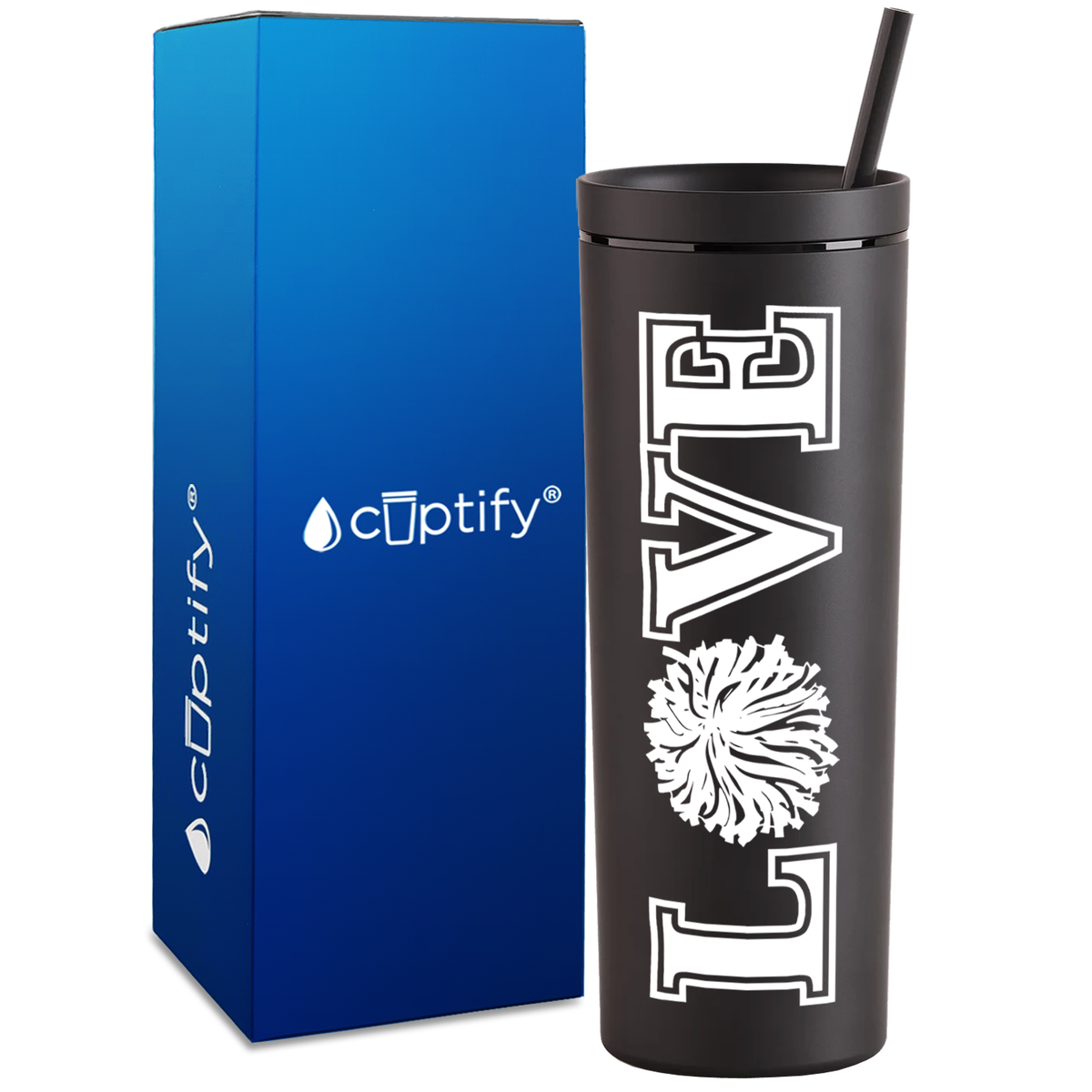 Love Cheer on 18oz Acrylic Skinny Tumbler