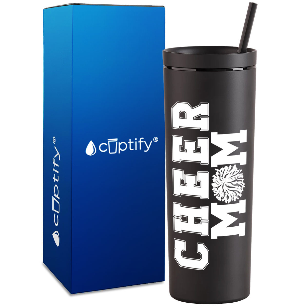 Cheer Mom on 18oz Acrylic Skinny Tumbler