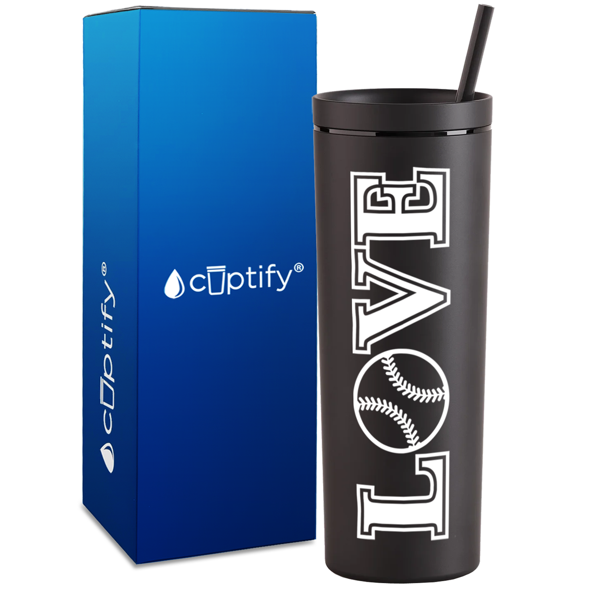 LOVE Softball on 18oz Acrylic Skinny Tumbler