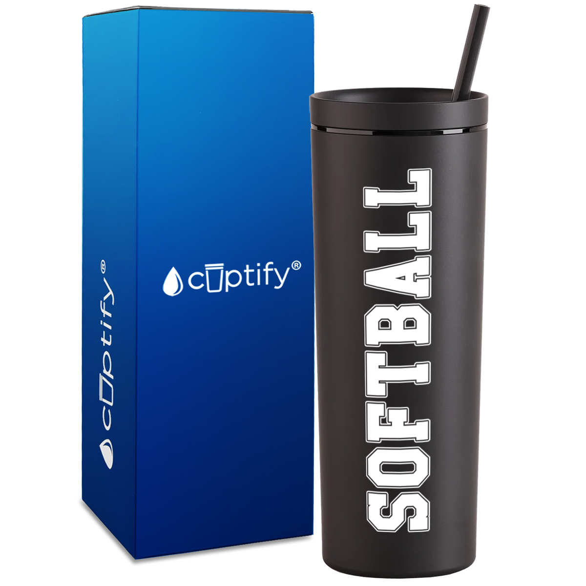 Softball on 18oz Acrylic Skinny Tumbler