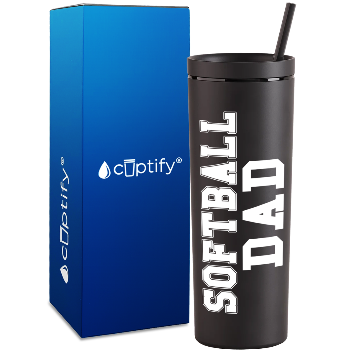 Softball Dad on 18oz Acrylic Skinny Tumbler
