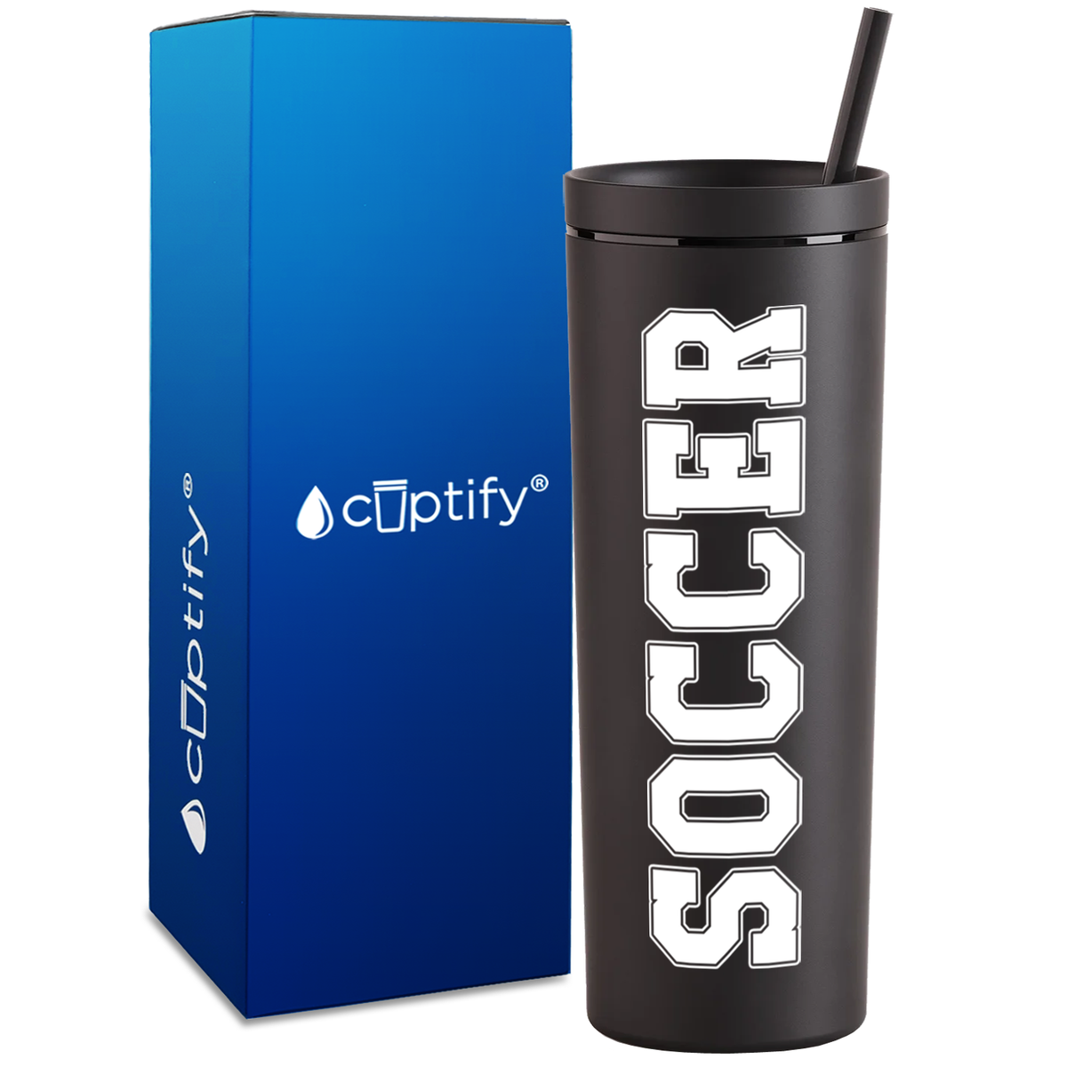 Soccer on 18oz Acrylic Skinny Tumbler