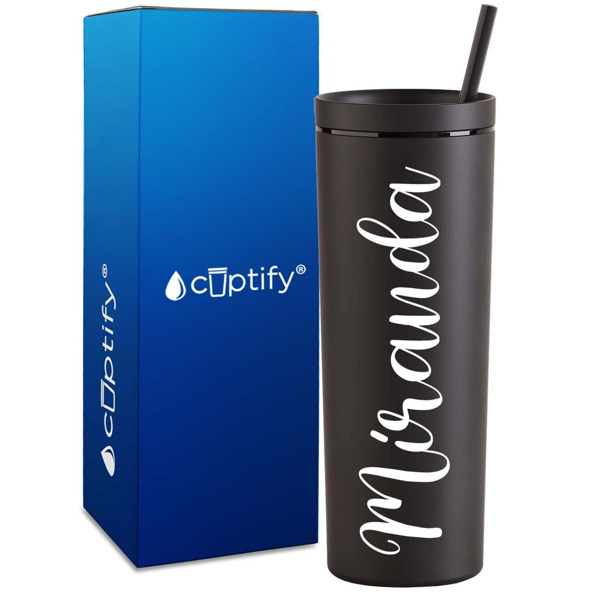 Personalized Miranda Style on 18oz Acrylic Skinny Tumbler