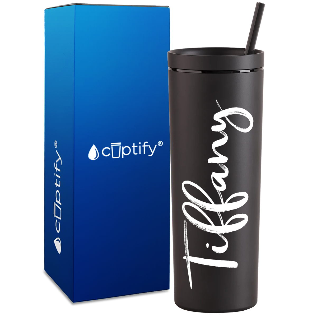 Personalized Tiffany Style on 18oz Acrylic Skinny Tumbler