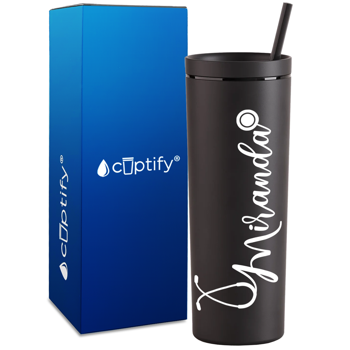 Personalized Nurse Stethoscope Decorative on 18oz Acrylic Skinny Tumbler