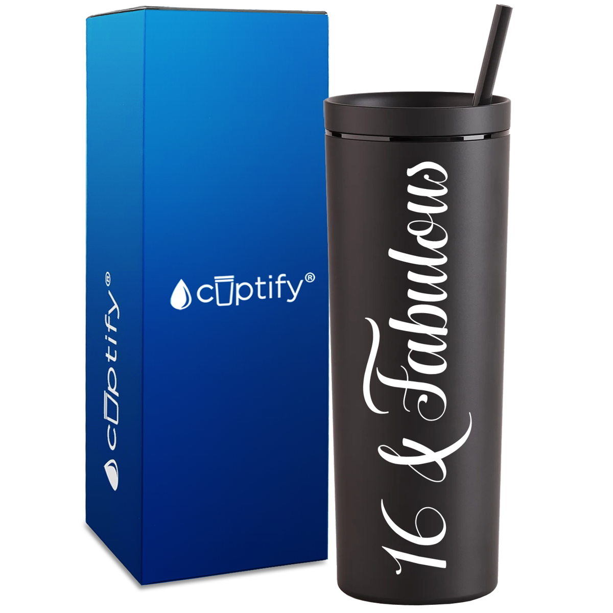 16 and Fabulous on 18oz Acrylic Skinny Tumbler