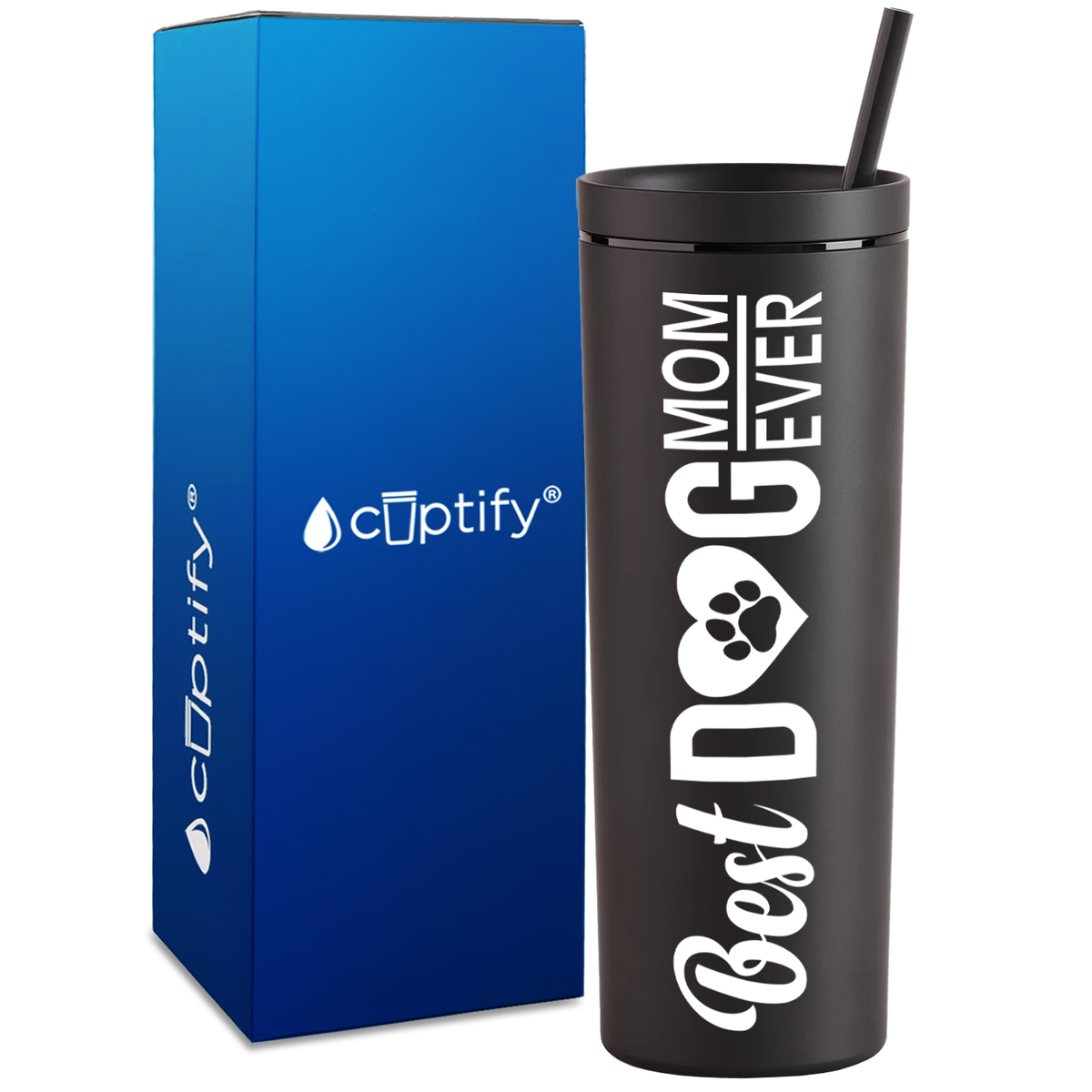 Best Dog Mom Ever on 18oz Acrylic Skinny Tumbler