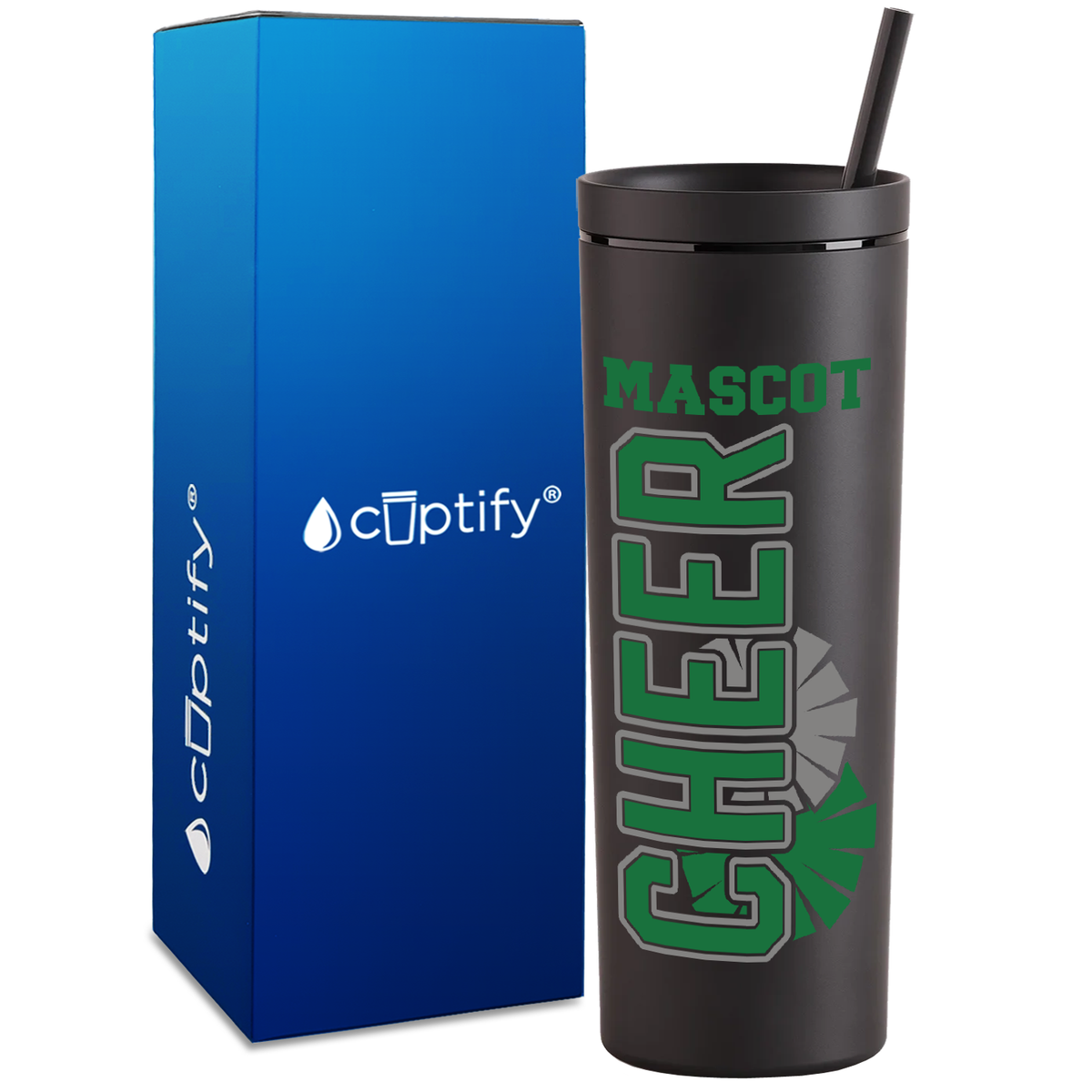 Cheer with Mascot on 18oz Acrylic Skinny Tumbler