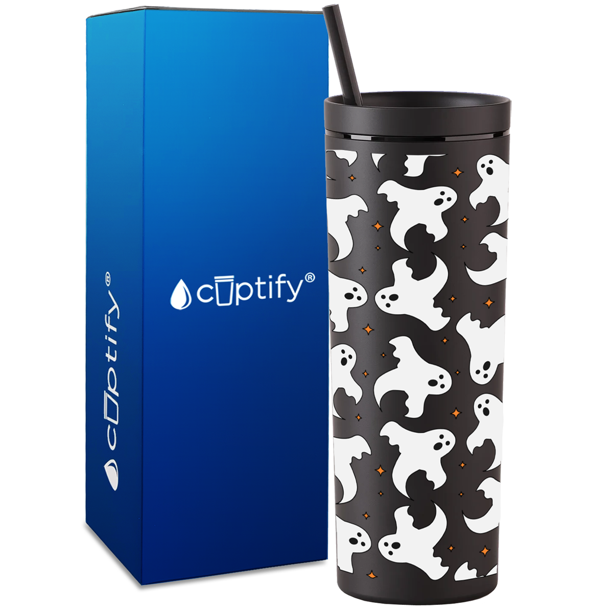 Personalized Flying Ghosts on 18oz Acrylic Skinny Tumbler