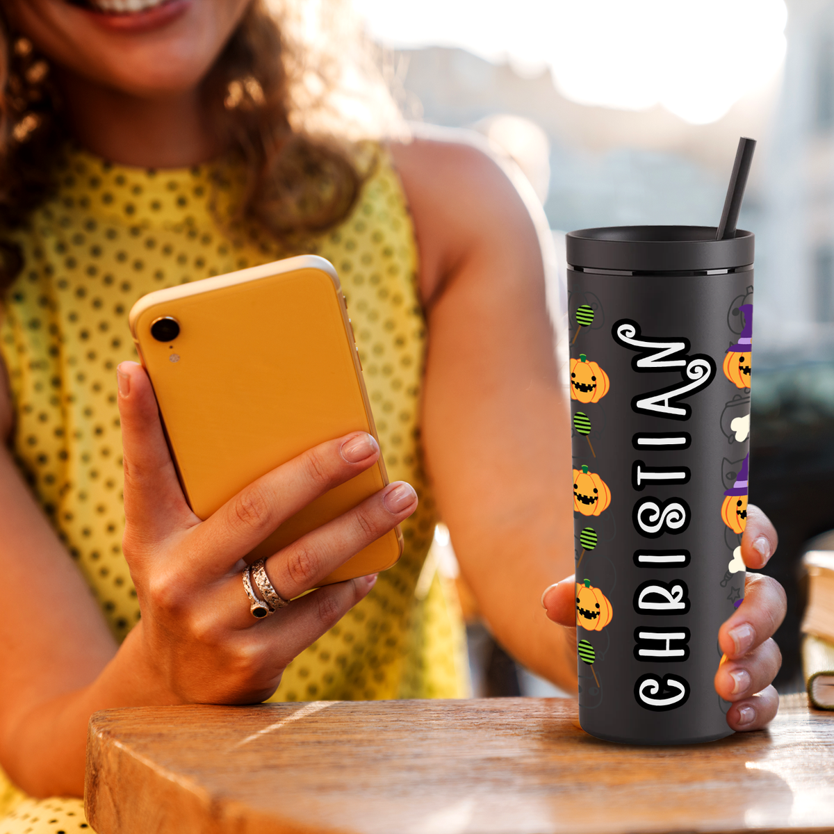 Personalized Halloween Party on 18oz Acrylic Skinny Tumbler