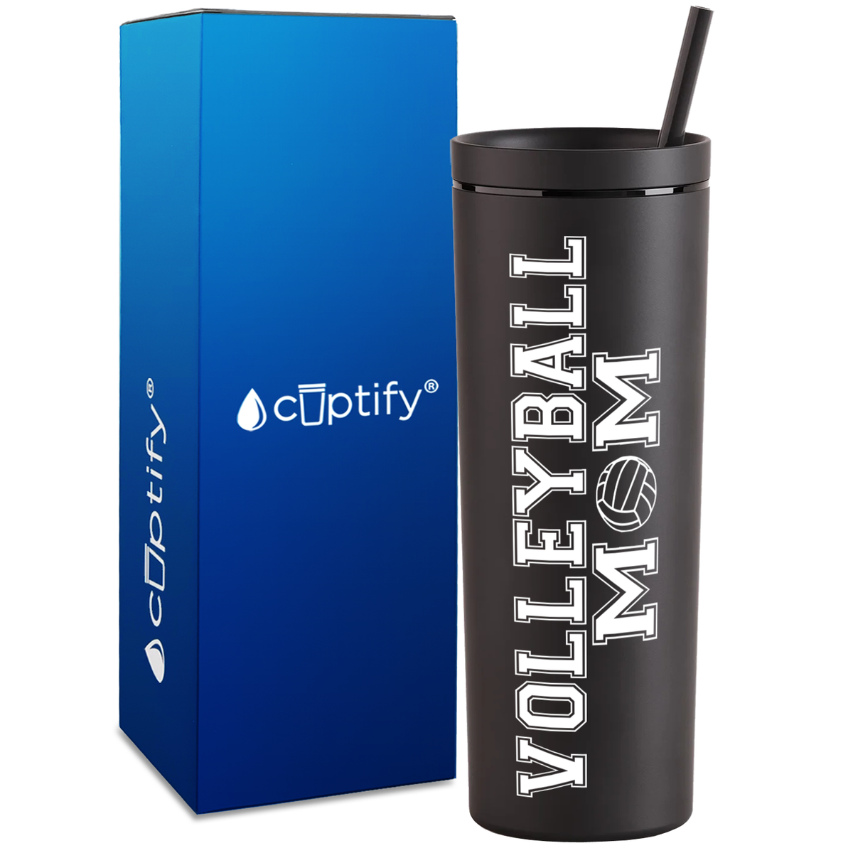 Volleyball Mom on 18oz Acrylic Skinny Tumbler
