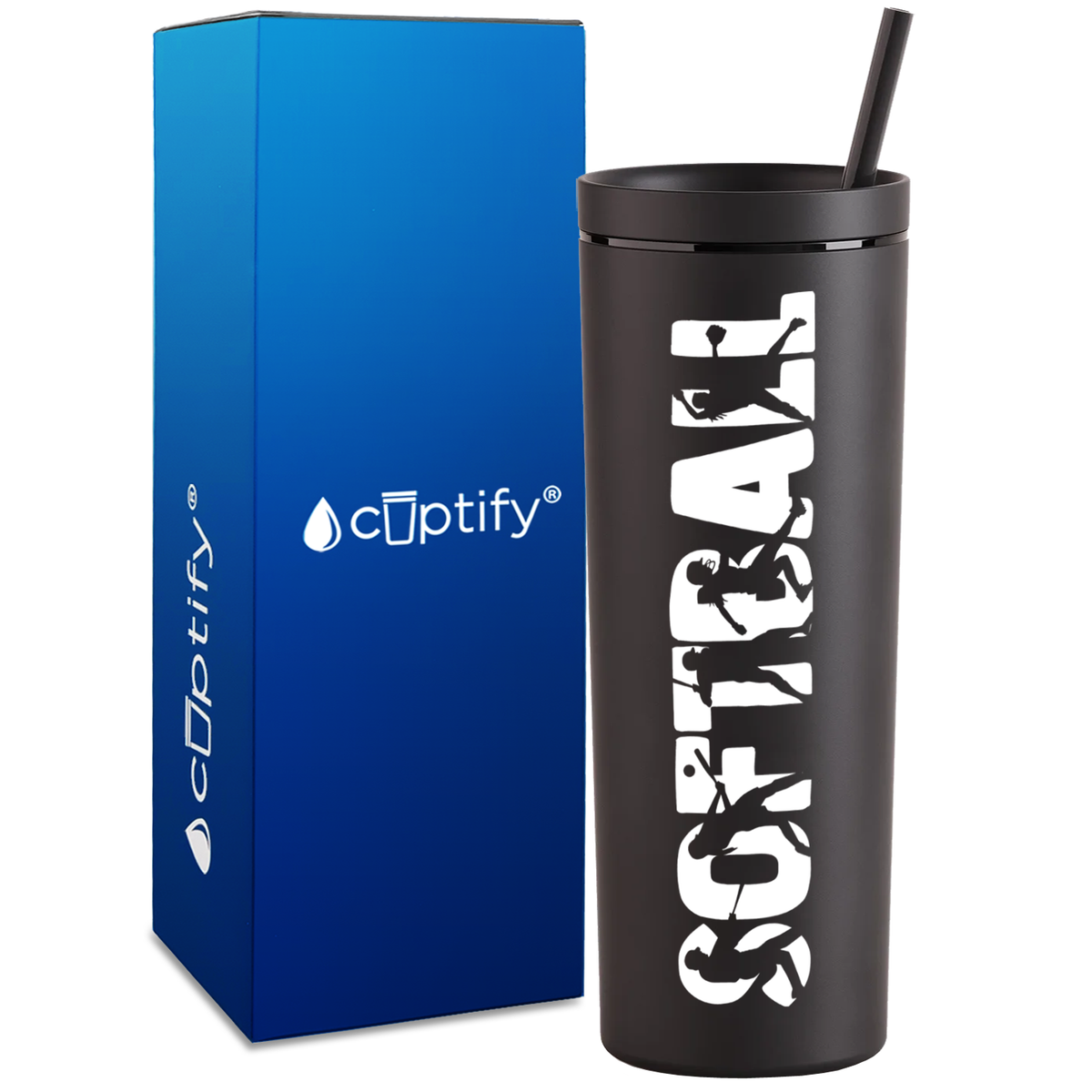 Softball Players on 18oz Acrylic Skinny Tumbler