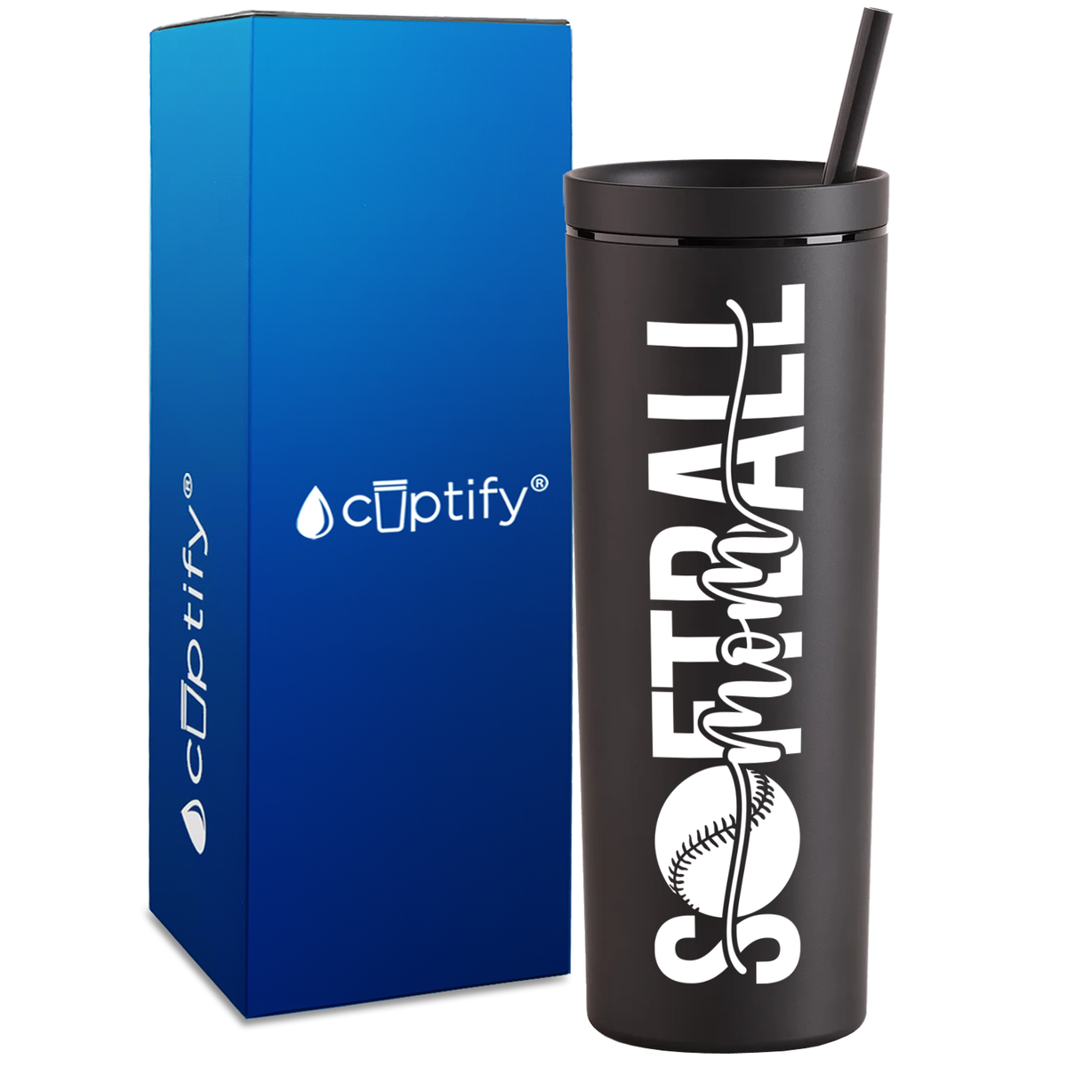 Softball Mom Swish on 18oz Acrylic Skinny Tumbler