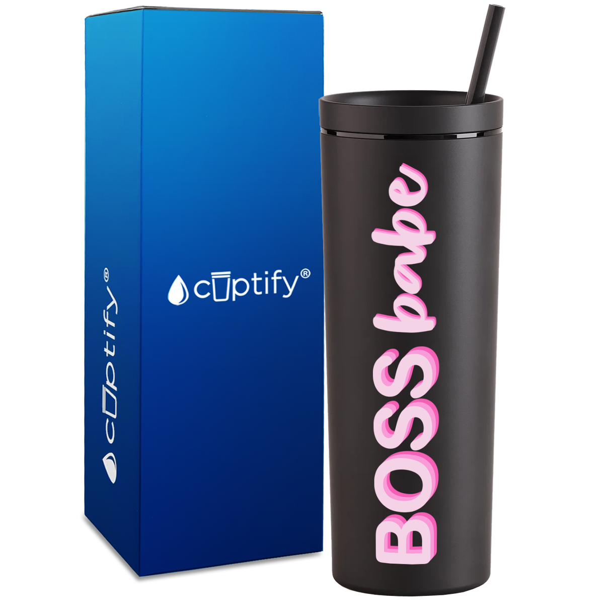 Boss Babe on 18oz Acrylic Skinny Tumbler