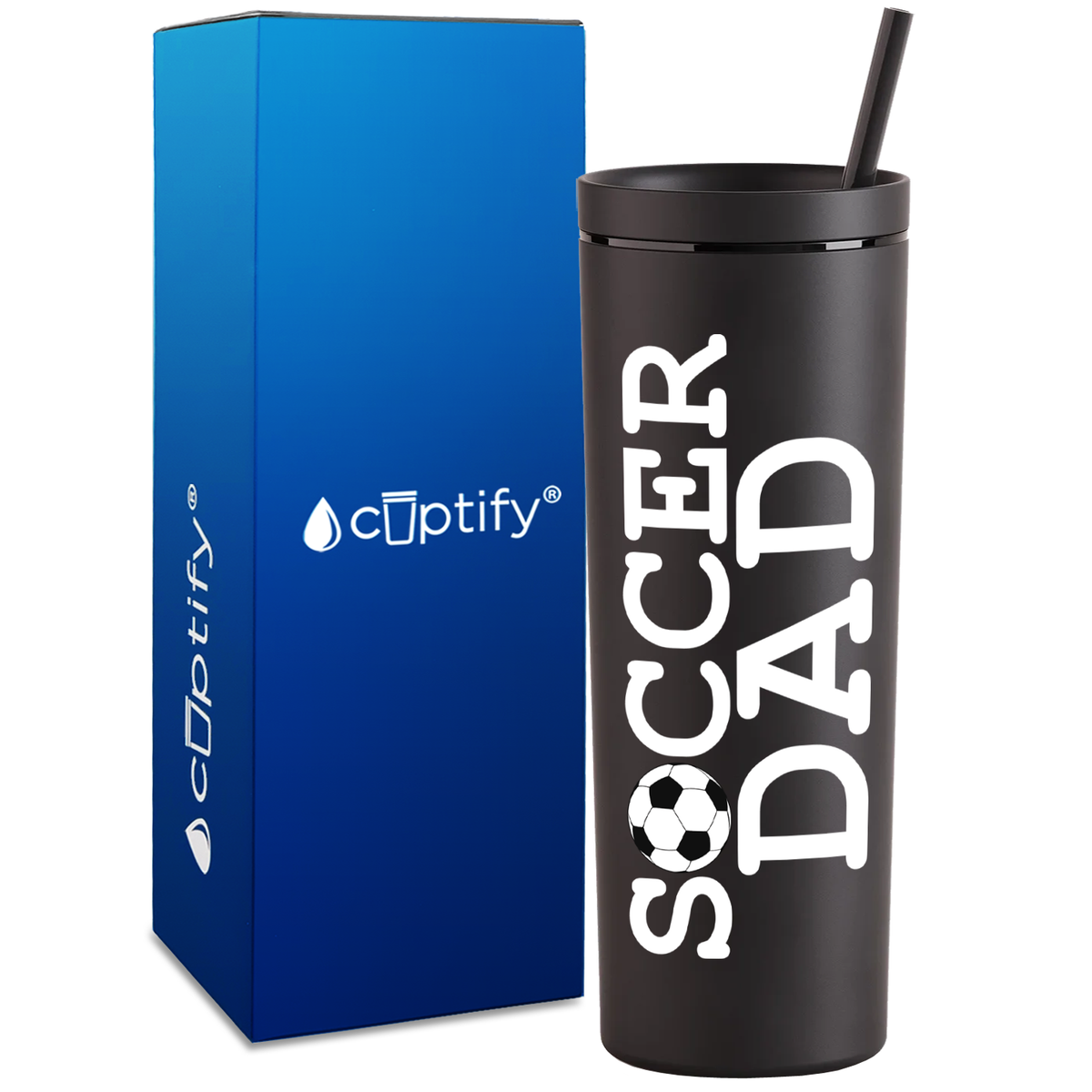 Soccer Ball Dad on 18oz Acrylic Skinny Tumbler