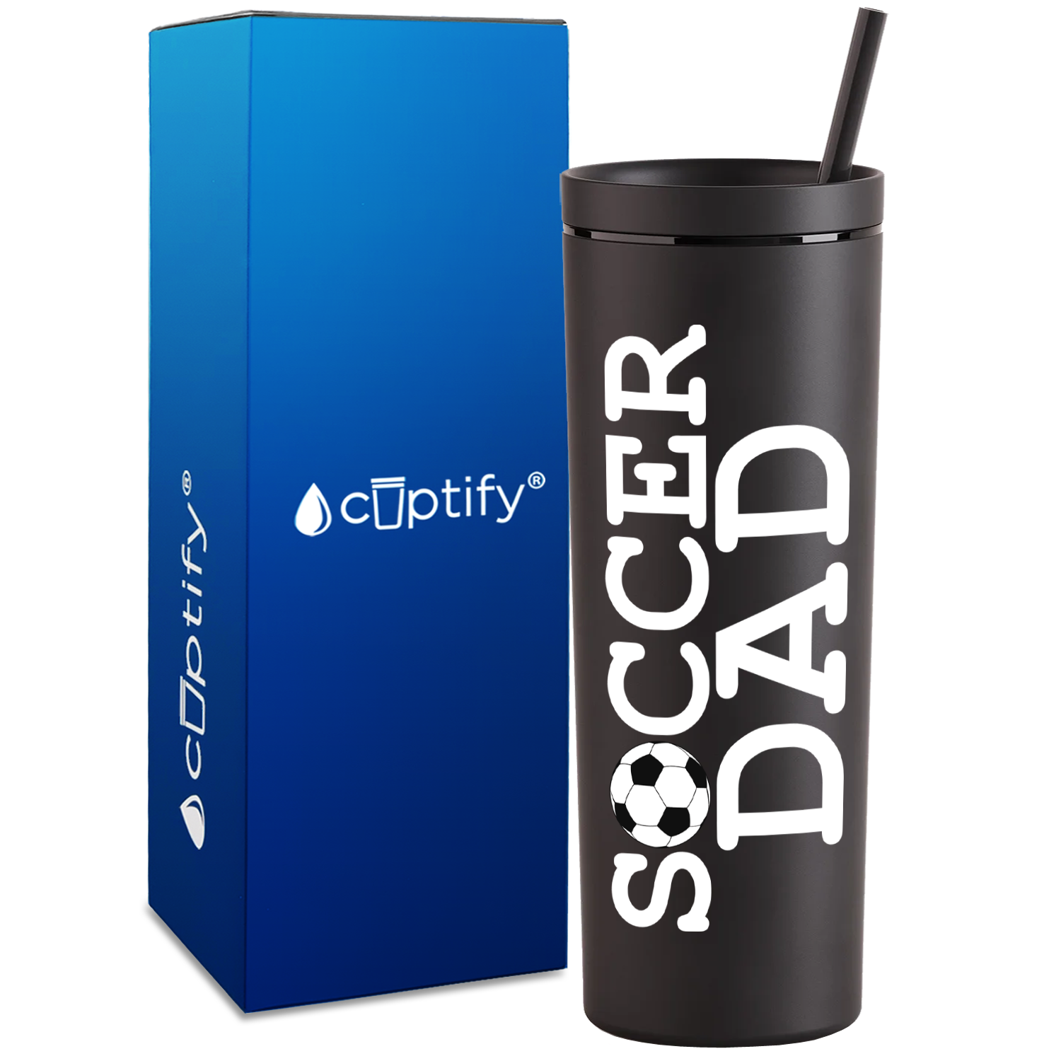 Soccer Ball Dad on 18oz Acrylic Skinny Tumbler