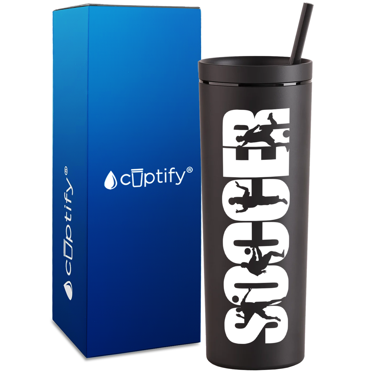 Soccer Players on 18oz Acrylic Skinny Tumbler
