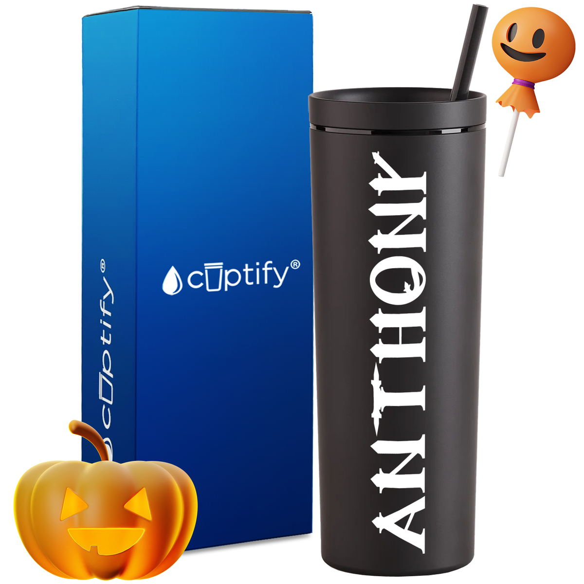 Personalized Creepy Style on 18oz Acrylic Halloween Tumbler