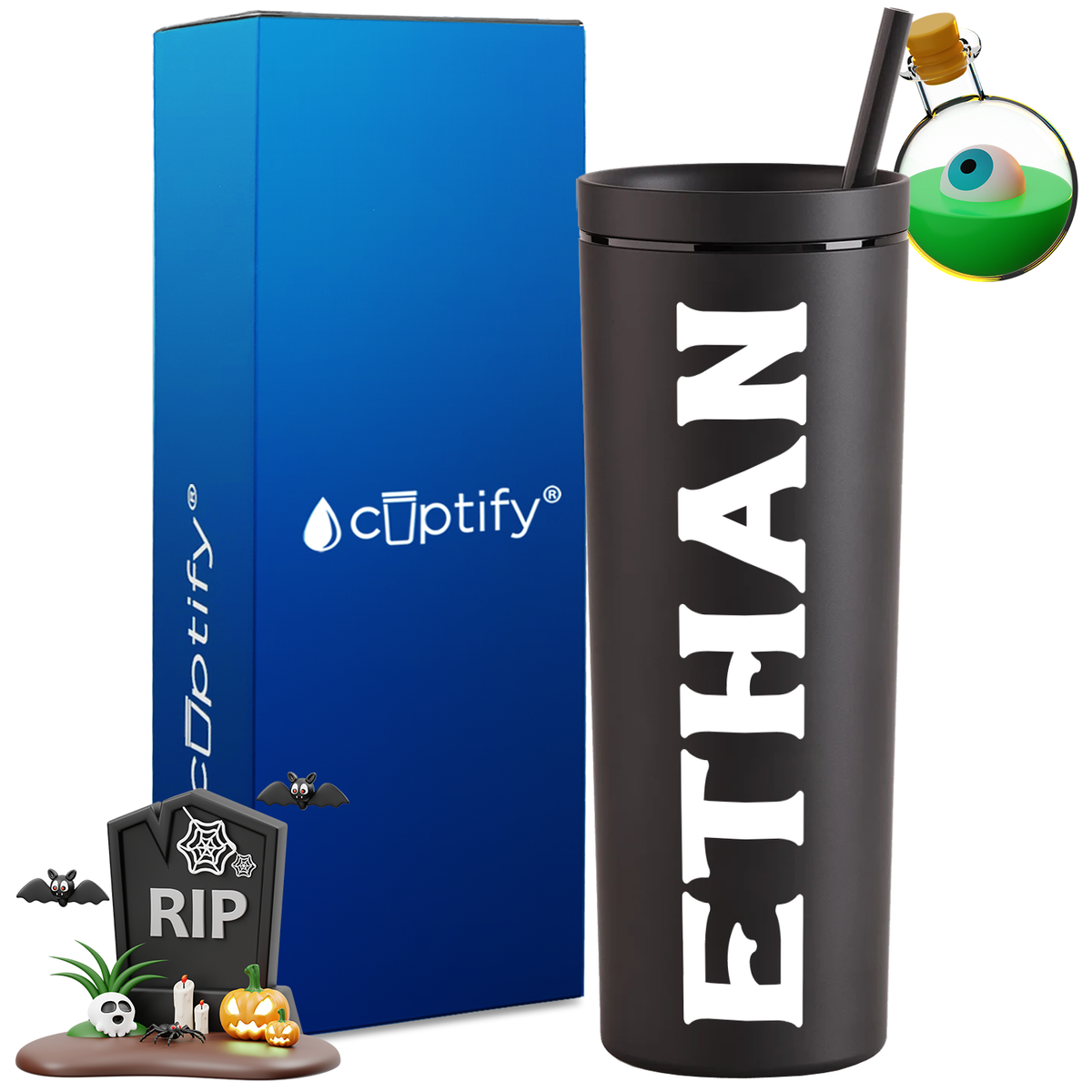 Personalized Grim Style on 18oz Acrylic Halloween Tumbler