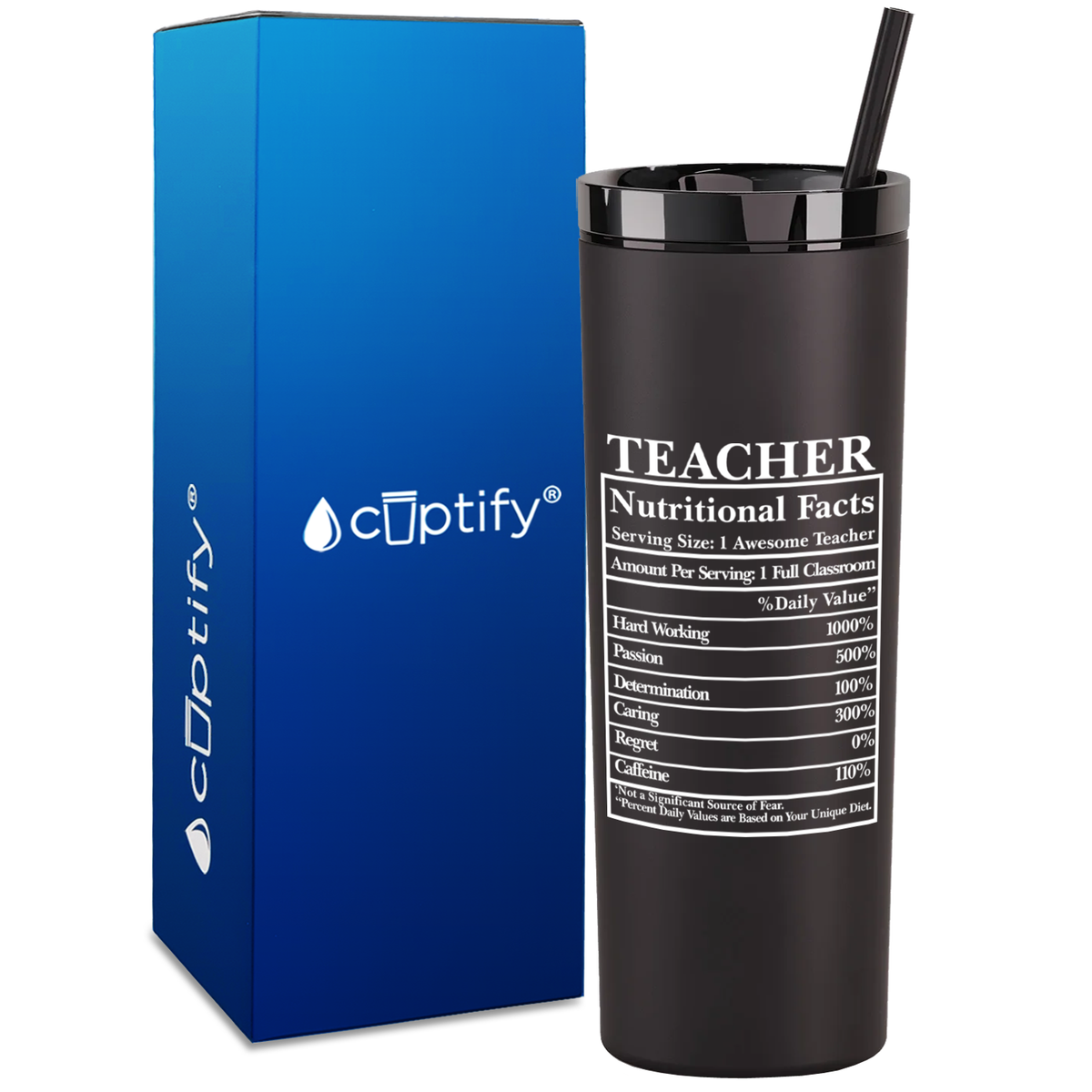 Teacher Nutritional Facts on 18oz Acrylic Teacher Tumbler